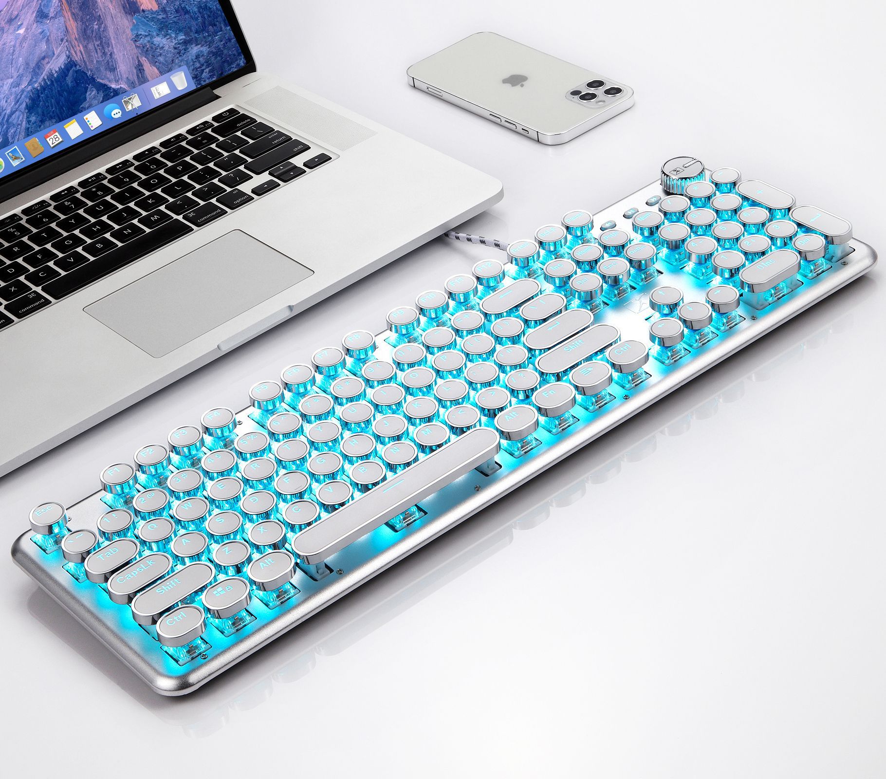 新盟x9蒸汽朋克圆键真机械键盘游戏网吧键盘ebay亚马逊速卖通跨境