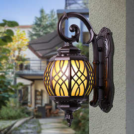 欧式led仿古壁灯室外圆形景观灯铝制别墅阳台走廊户外防水墙壁灯