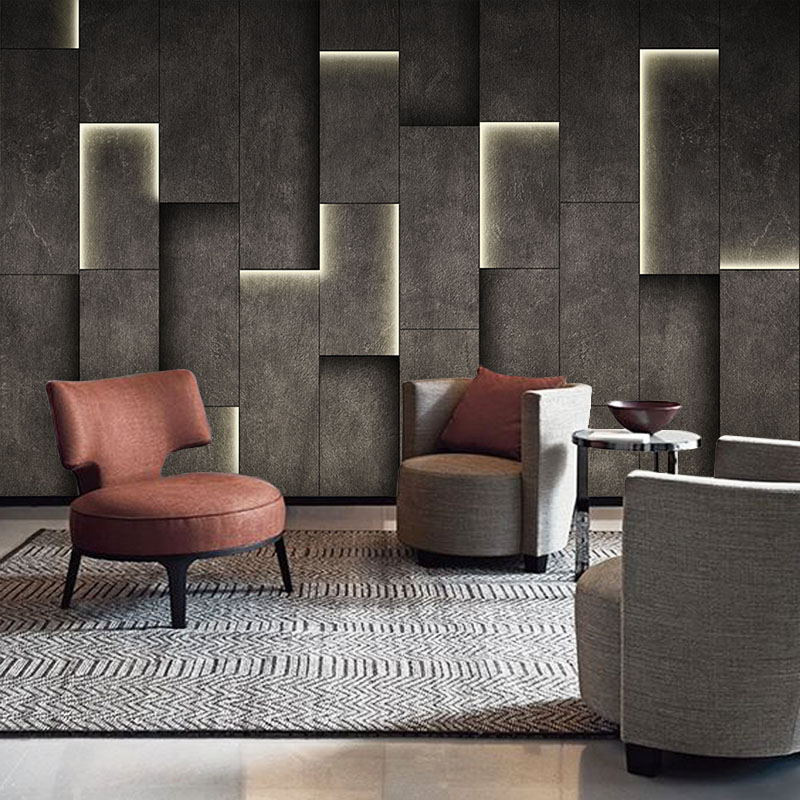 3d立体感工业风壁纸水泥灰墙纸服装店男装直播间装修背景墙布