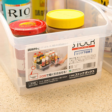 日本进口塑料厨房收纳箱透明食品桌面收纳盒大号带滑轮抽屉储物箱