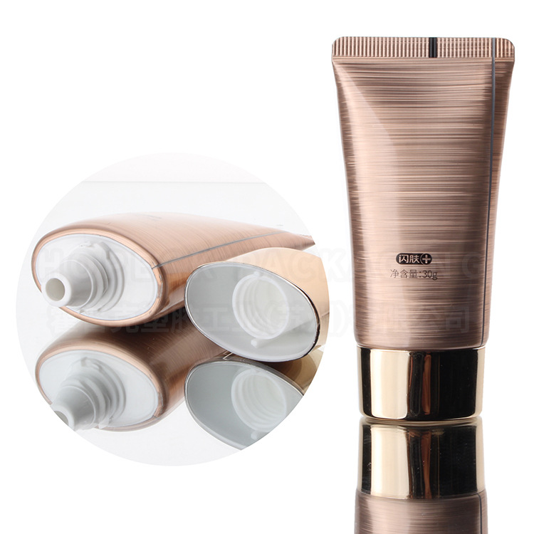 hopeck 软管化妆品扁管bb霜30g隔离霜电镀亮金色拉丝有色软管印刷