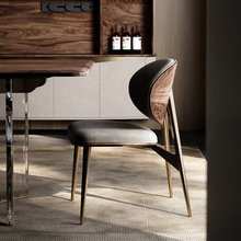 意式轻奢真皮餐椅  大平层设计师款家用现代简约Pillar餐椅