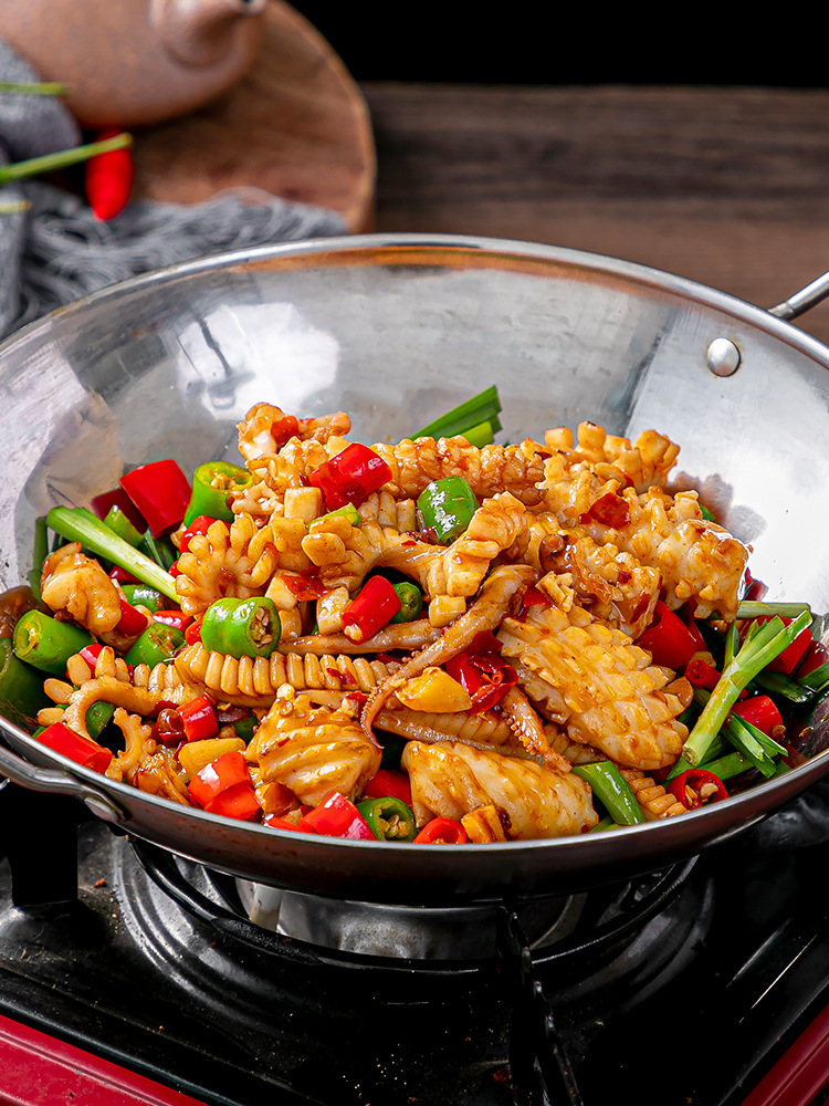 脆口吉祥三宝450g酒店宴席铁板鱿鱼须干锅私房半成品食材预制菜软