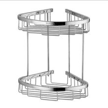 304不锈钢三角网篮架 卫生间置物架 精抛加厚双层带钩角架