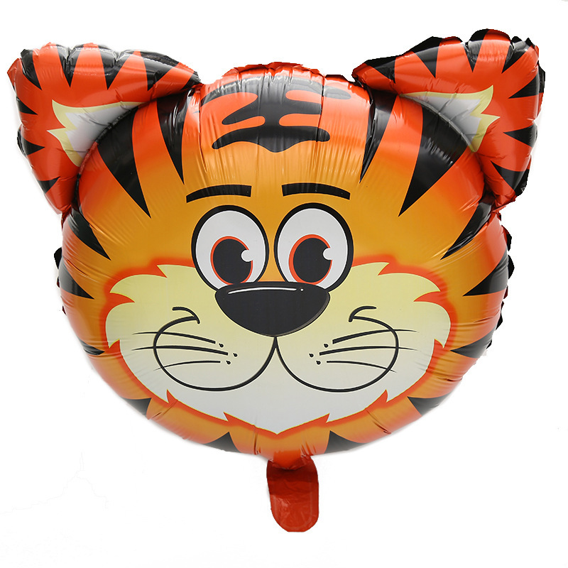 All Kinds of Medium Cartoon Animal Head Aluminum Film Balloon Lion Tiger Deer Cow and Other Animal Head Light Balloon