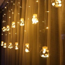 LED星月窗帘灯圣诞节装饰灯太阳能遥控星星灯串房间装饰