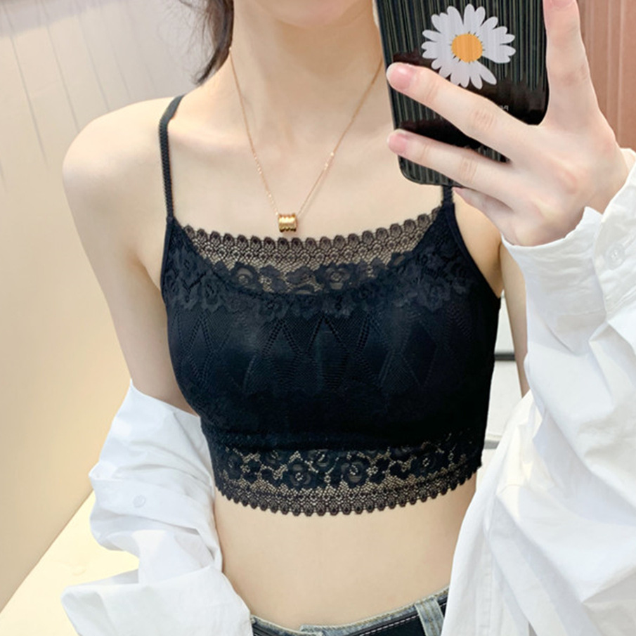 蕾丝吊带抹胸女夏薄款白色打底内衣短款内搭美背防走光裹胸小背心