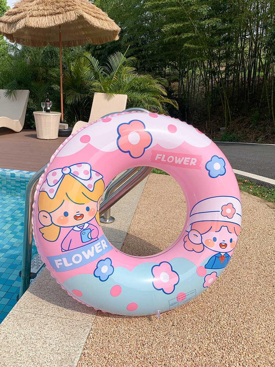 Hot Selling Children's Cartoon Pink Little Girl Swimming Ring Thickened Life Buoy Anti-Flip Boys and Girls Beginner