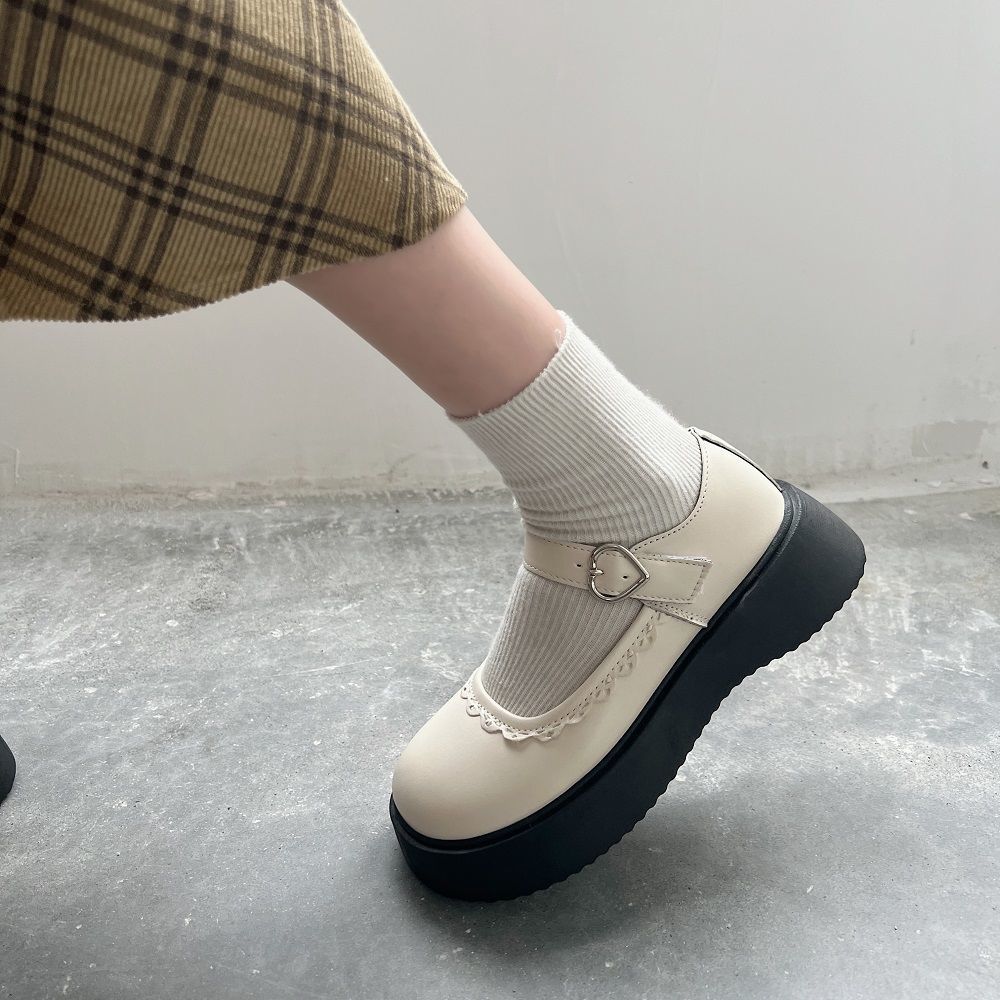 玛丽珍鞋女学生黑色百搭小皮鞋增高复古日系单鞋鞋子松糕鞋jk皮鞋
