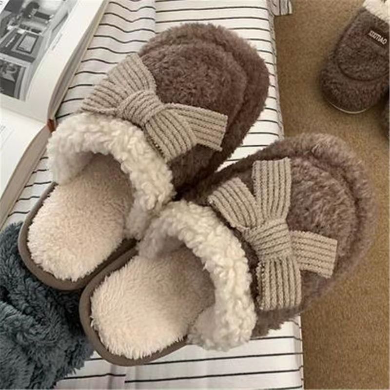 Women's Cotton Slippers Winter Cotton Slippers Stain-Resistant Thick Bottom Home Non-Slip Student Dormitory Cotton Slippers Thickened Confinement Slippers