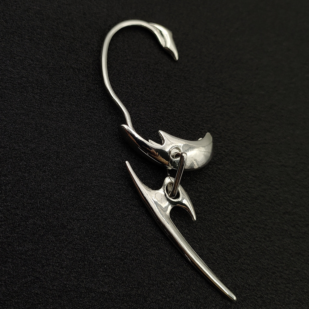 新款未来机械金属赛博朋克匕式耳夹无耳洞耳套首饰耳坠耳钉男士