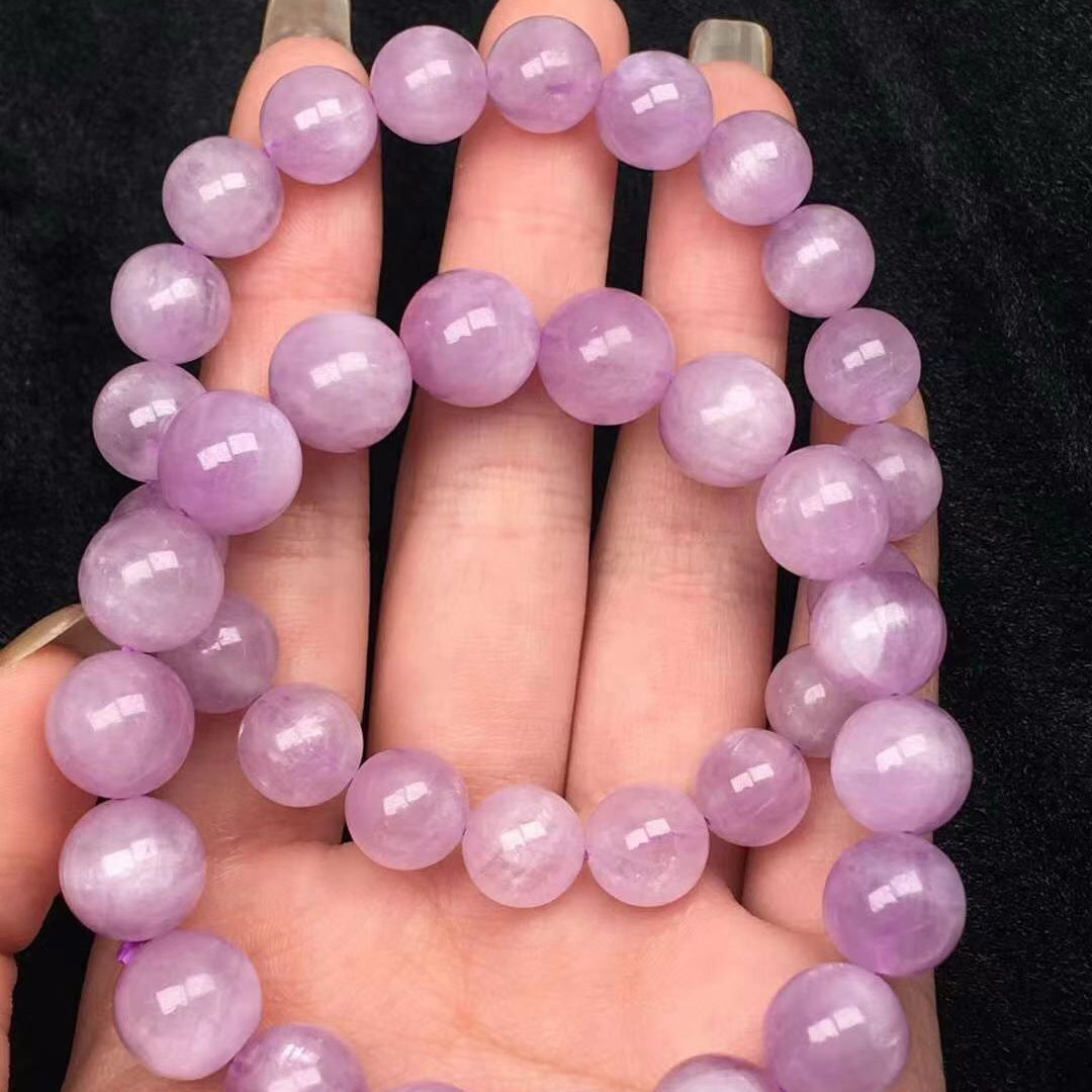 原矿紫锂辉单圈手串手链香芋紫带猫眼效应表皮光滑颜色鲜艳批发