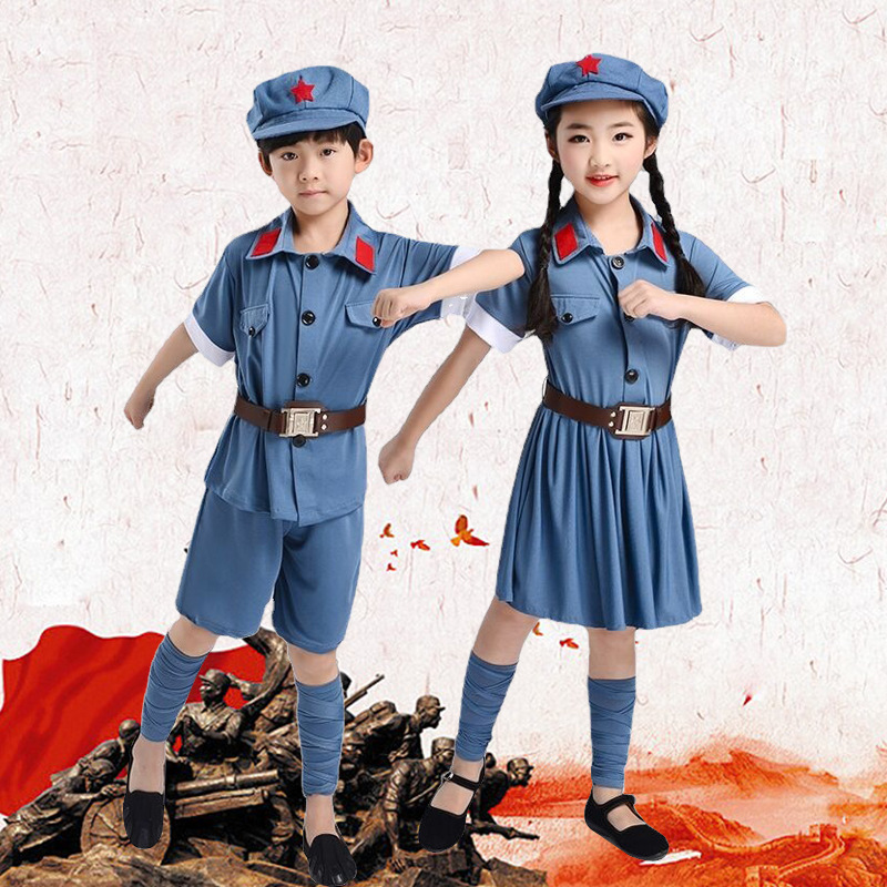 六一儿童小红军演出服军装八路军红星闪闪解放军红卫兵表演合唱服