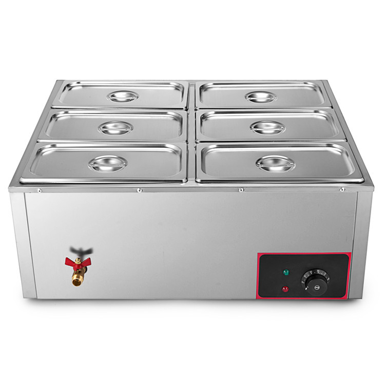 批发商用台式电热保温机6格多用途保温汤池快餐店电动食品加热器