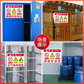 酒精存放处易燃危险物品储存标签库房车间仓库厂区警示标示标