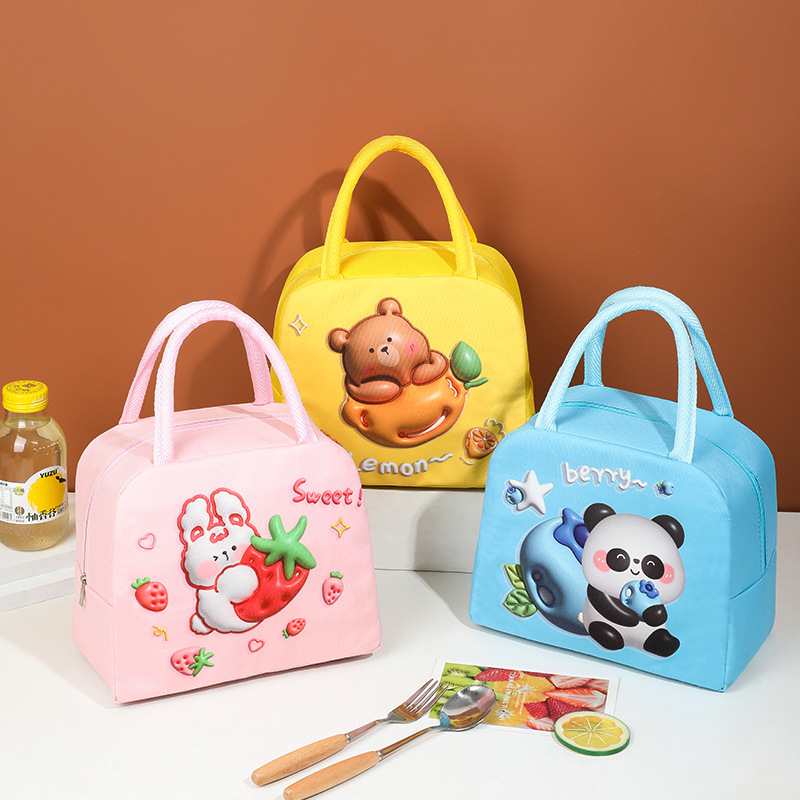 New Cartoon Three-Dimensional Pattern Students Bring Meals Lunch Bag Go out Portable Lunch Bag Children Insulated Lunch Box Bag