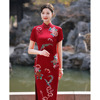 2022 Jane Lai new pattern Acetic acid sexy Stand collar Elegant cheongsam Retro Intellectuality grace cheongsam Dress