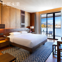 中式设计师度假酒店会所套房标间实木家具床床头柜茶几厂家直销