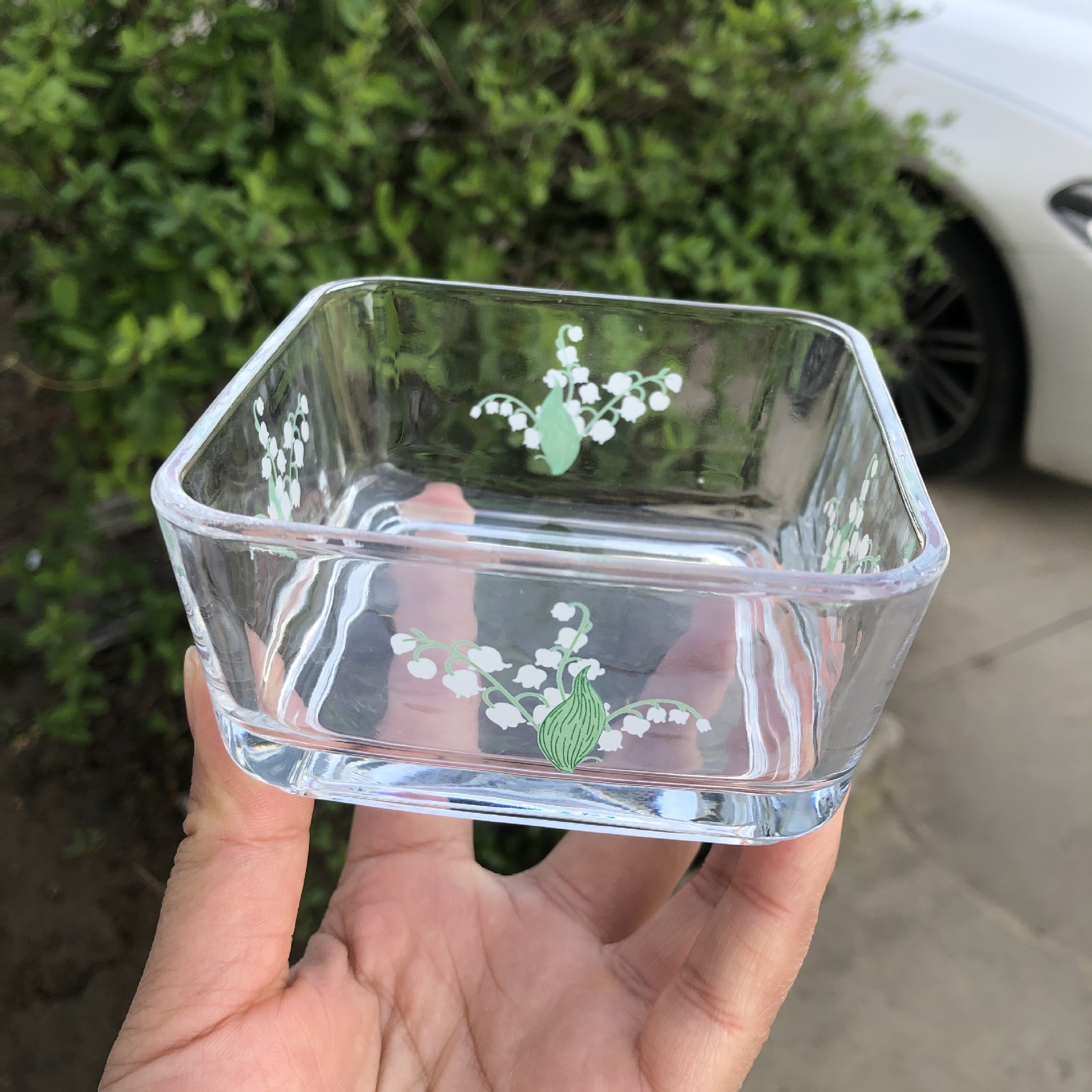 Korean Ins Style Daisy Flower Glass Bowl Square Bowl Snack Bowl Snack Snack Bowl Tulip Flower Salad Bowl