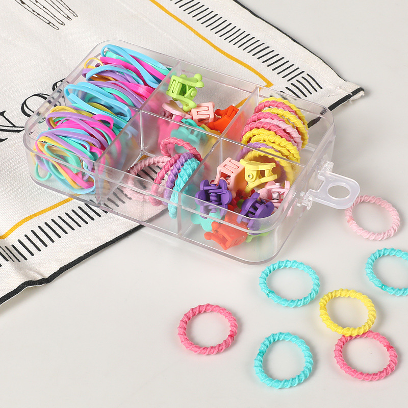 Cross-Border Hot Sale Multi-Color Combination Disposable Thickened Small Rubber Band Strong Pull Continuous Tie-up Hair Head Rope Ring Hair Ring