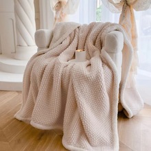 纯色毛毯玫瑰绒羊羔绒双层毯子冬季加厚盖毯办公室午睡午休沙发毯