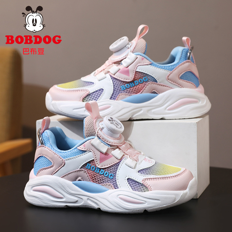 巴布豆女童鞋子2024夏季新款儿童网面透气运动单网鞋中大童镂空鞋