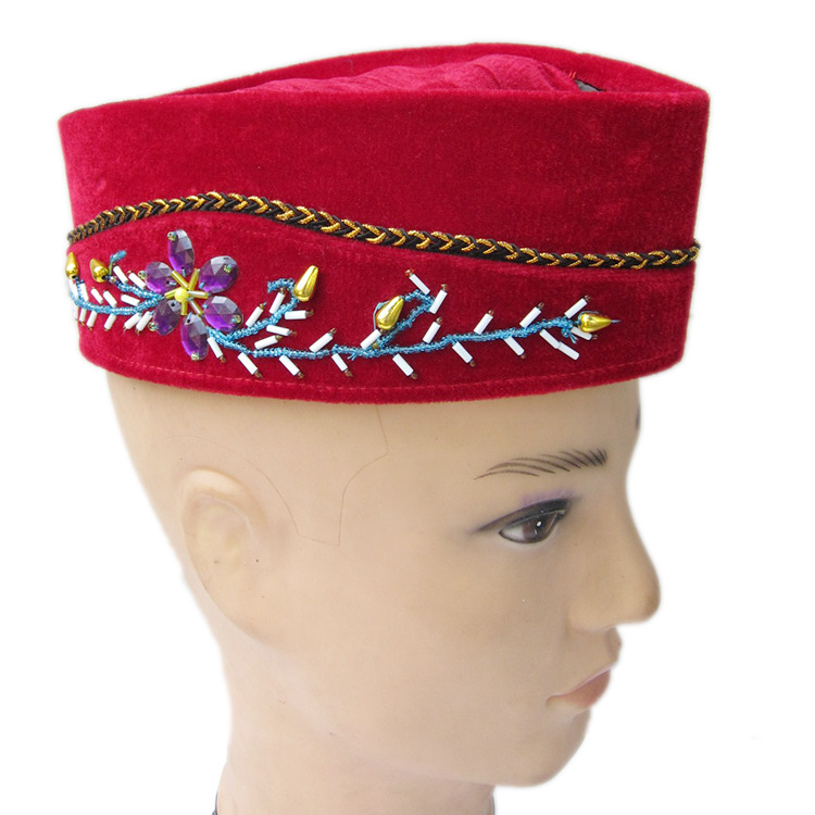 礼拜帽男士新款拉面馆帽子回民族男女通用圆边精品绣花棉涤男帽