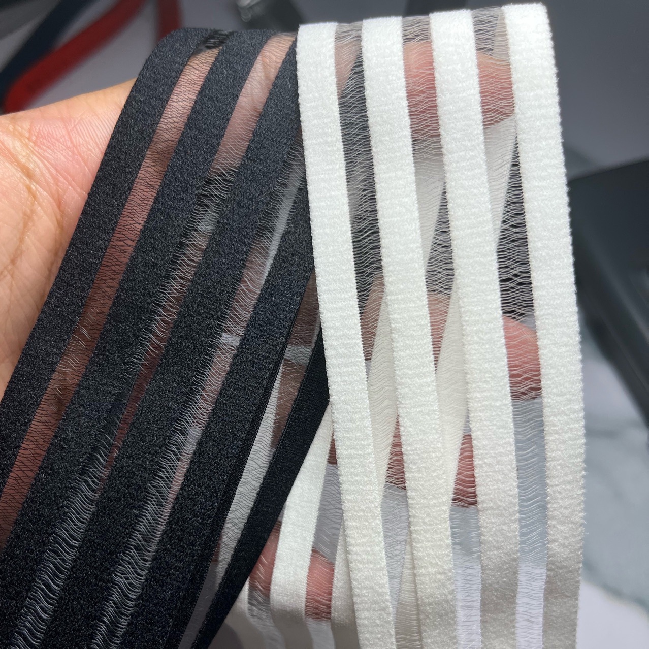 锦纶鱼丝网松紧带 弹力网织带 黑白色现货橡筋丈根-阿里巴巴