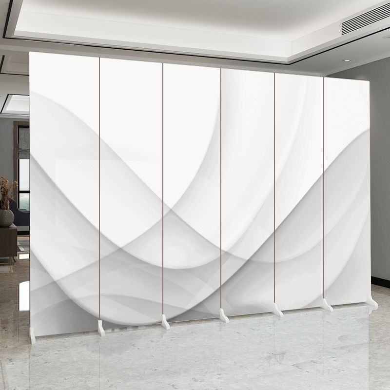白色屏风隔断墙折叠移动办公室玄关简约现代家用遮挡白色布艺折屏