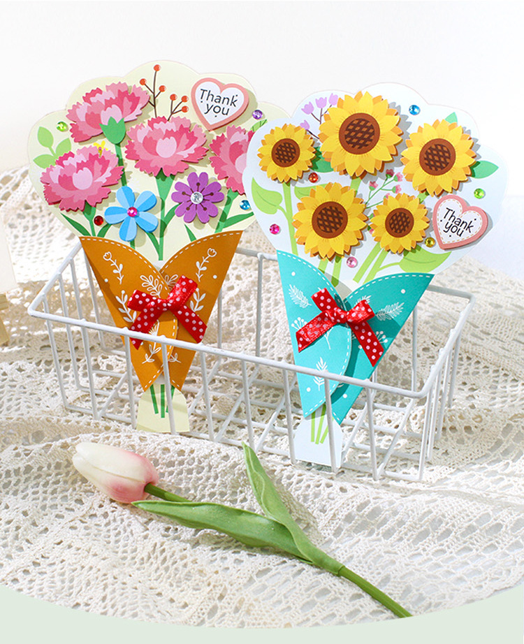 母亲节贺卡diy手工材料立体花束幼儿园毕业礼物制作送老师小学