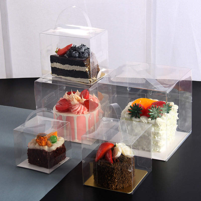 4-inch cake box portable transparent disposable small cake box cut multi-layer cake baking plastic small pastry box