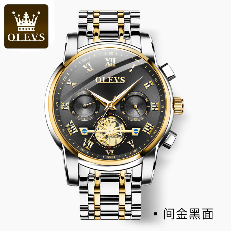 One Piece Dropshipping Olevs Brand Watch Wholesale Factory Luminous Hollow Waterproof Quartz Watch Men's Watch Men's Watch