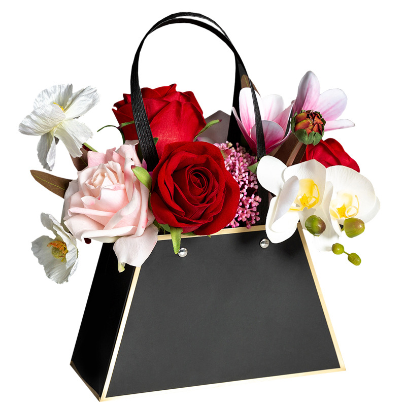 新品韩式花束女神范小手提袋简约ins风花艺迷你插花篮包装diy材料