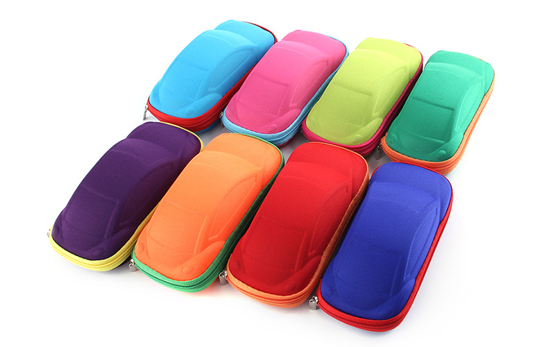 儿童眼镜盒 小汽车模型卡通可爱彩色太阳镜盒男女eva拉链便携耐用