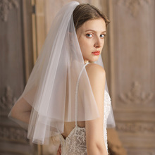 Elegant Short Bridal Wedding Veils Two Layer 75cm 2T with跨