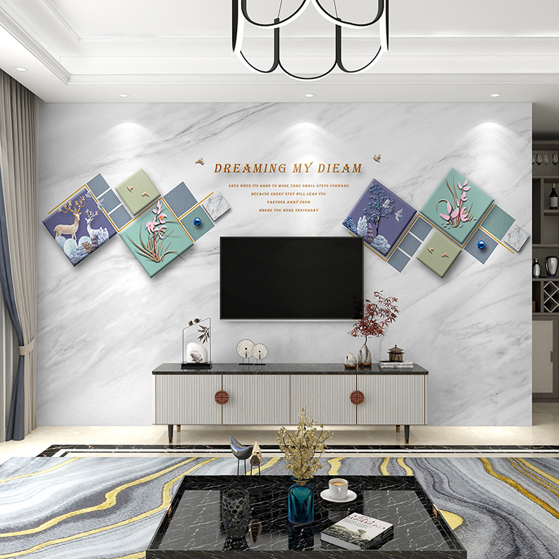 16d电视背景墙壁纸8d立体壁画仿大理石几何现代简约大气时尚墙布