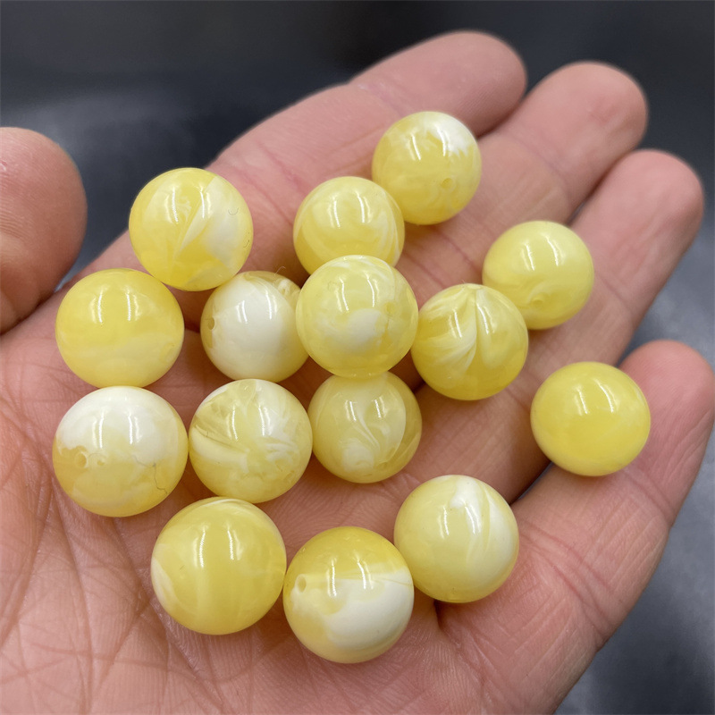 平价玉器 diy饰品配件优化二代琥珀蜜蜡圆珠散珠 白蜜蜡珠子散批