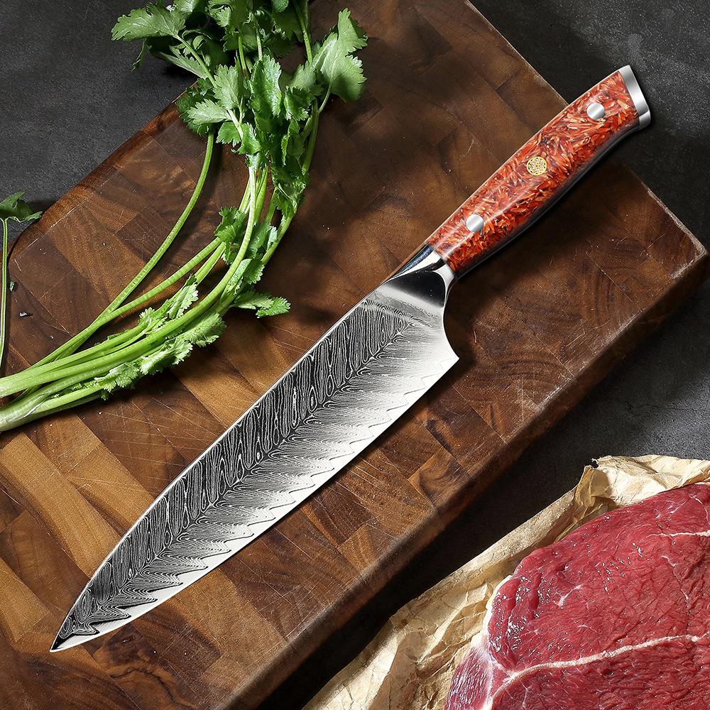 大马士革钢 8寸厨师刀 日式寿司料理鱼生刀 切肉切片刀vg10厨师刀