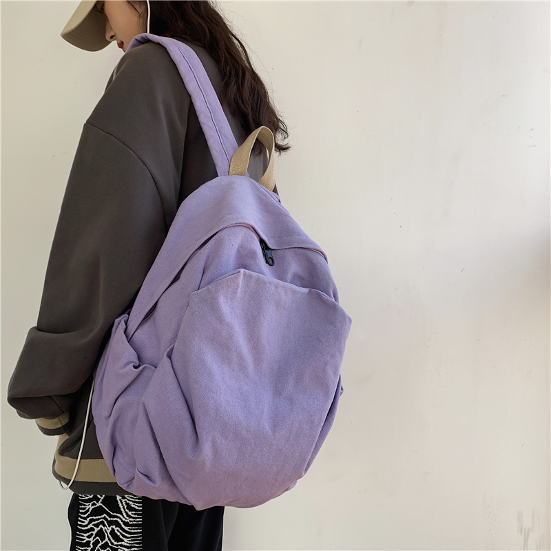 Schoolbag Female Ins Style Retro Mori Canvas Backpack Japanese Harajuku High School and College Student Simple All-Match Backpack