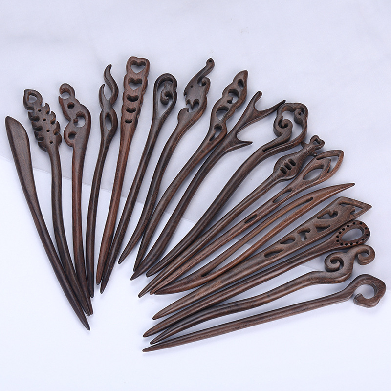 Leather Gray Wooden Hair Clasp Ebony Hair Clasp Wooden Hair Clasp Hairpin Simple Modern Style Car Wood Antique Hair Accessories Daily Hanfu Headdress for Women