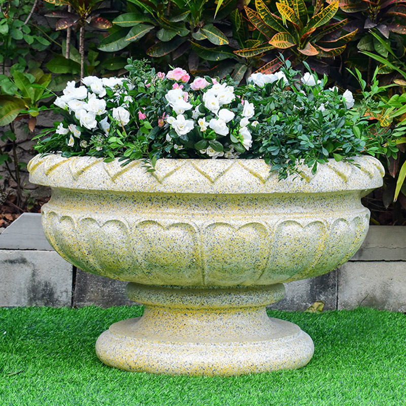 玻璃钢花盆组合简约仿石欧式特大号花钵别墅庭院落地户外景观装饰