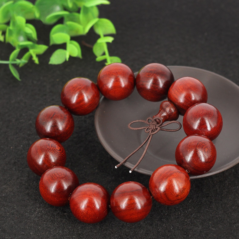 小孔鸡血红科檀手串2.0沉水级佛珠高油高密 科瓦迪特小叶紫檀