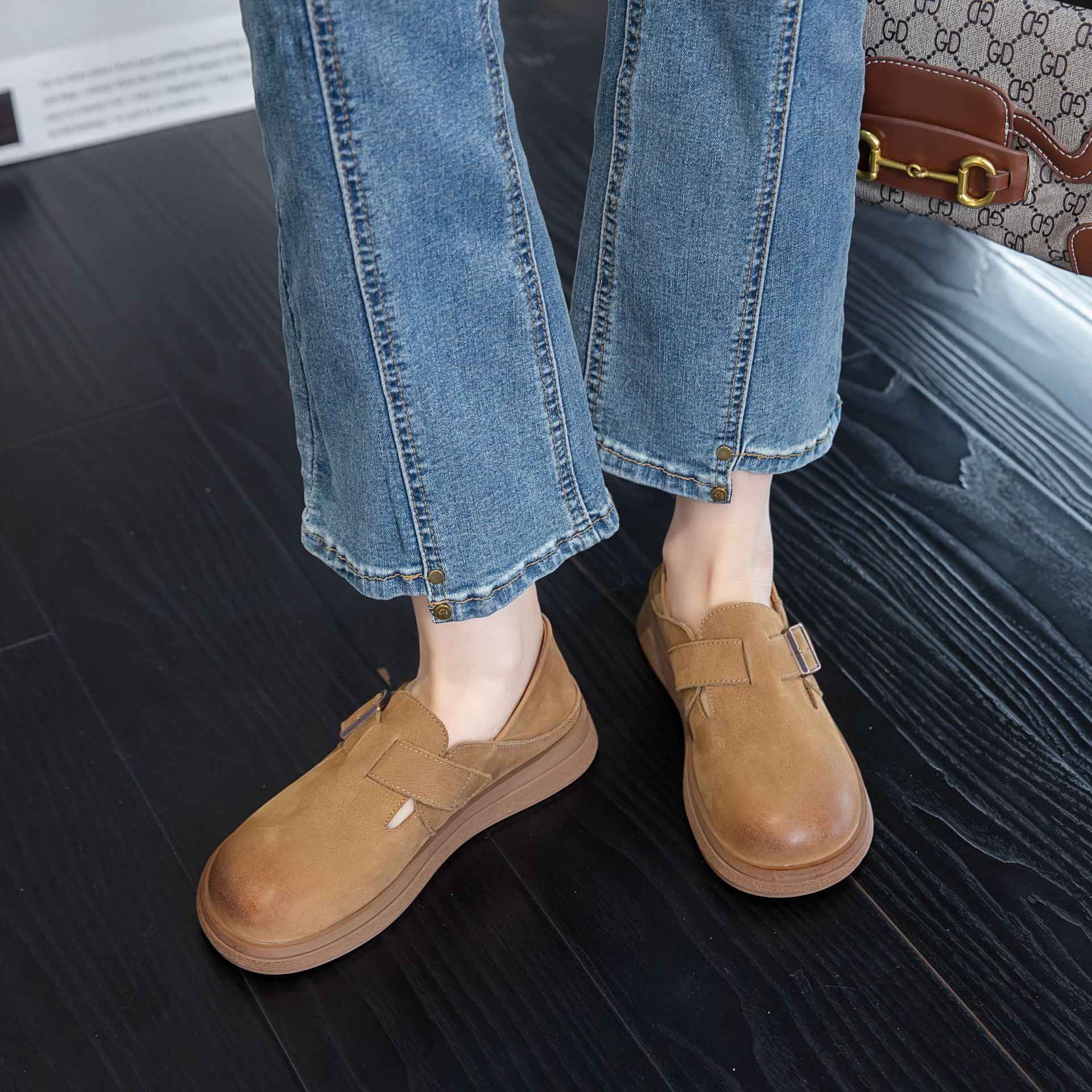 fashion birkenstock 2024 new spring casual shoes maillard pumps slip-on flat shoes handmade small leather shoes