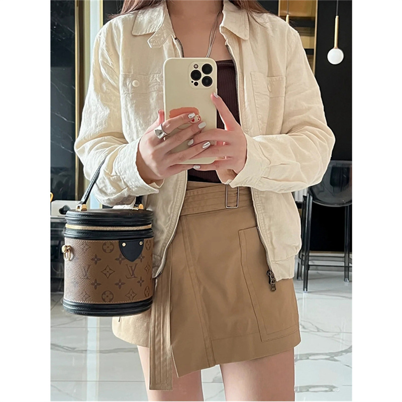 篙品质 难以抗拒 美式经典小刺绣亚麻夹克百搭休闲外套秋款上衣女