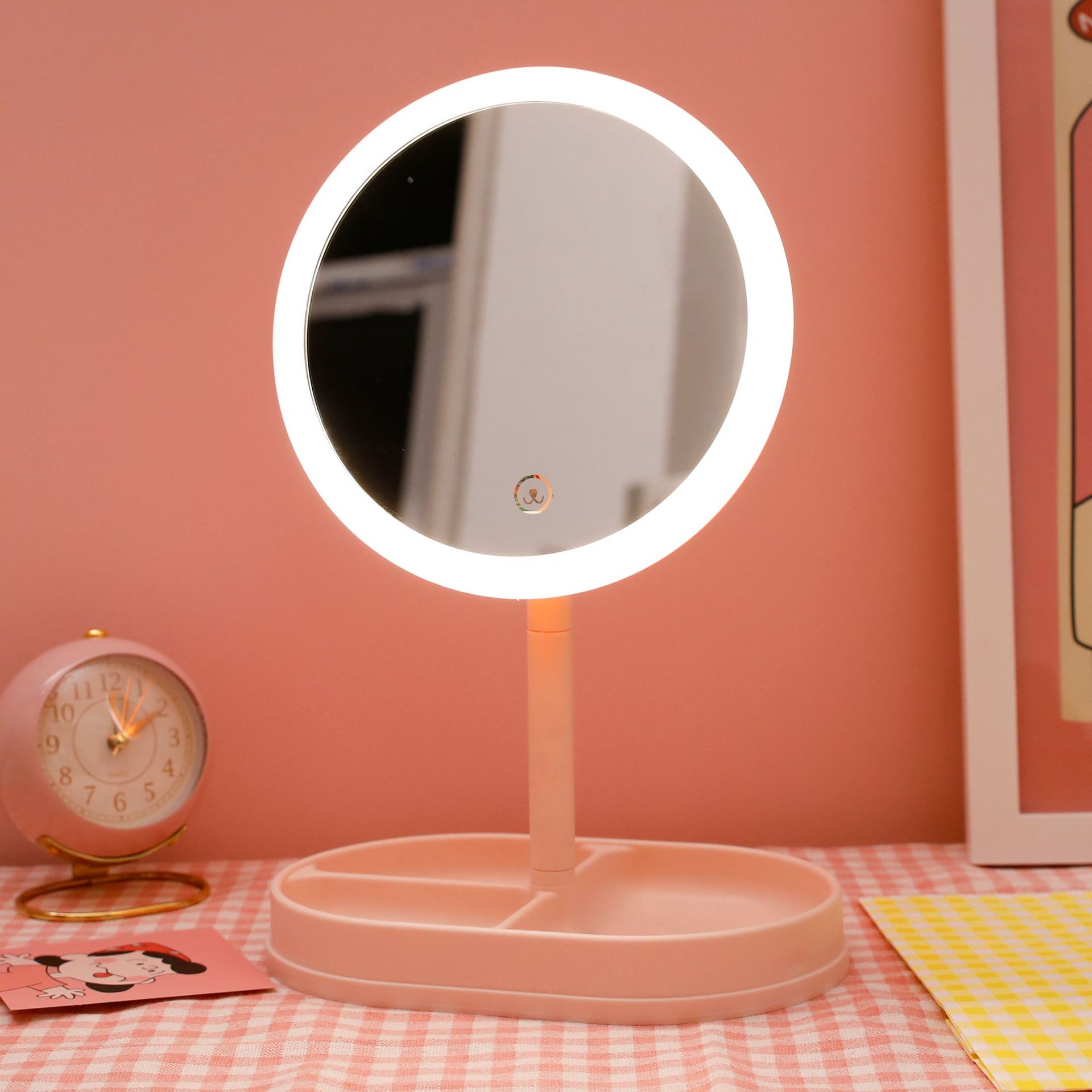 Manufacturer Led Touch Desktop Cosmetic Mirror Smart Desktop Led with Light Fill Light Multi-Functional Desktop Dressing Mirror