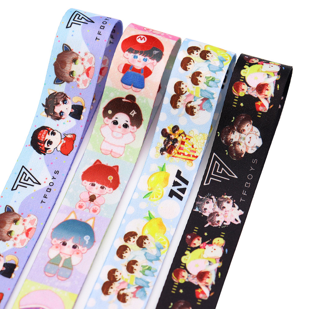 tfboystnt时代少年团卡通印花双面加厚丝带手机绳diy自制发带