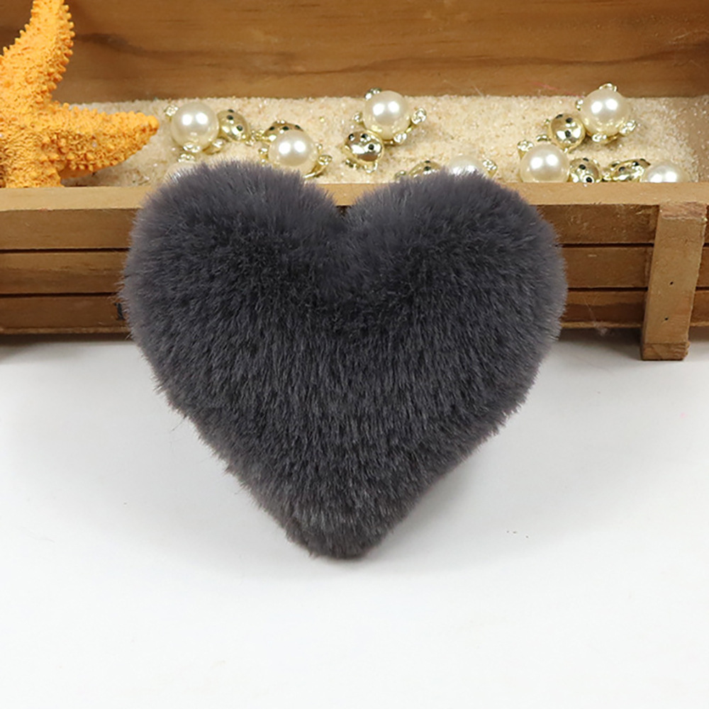 Wholesale Cross-Border Heart Wool Ball Pendant Peach Heart Plush Car Pendant Couple Heart-Shaped Keychain Christmas Hairy Ball