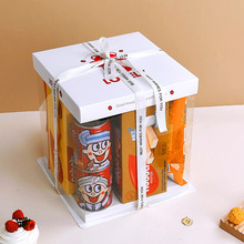 新款6/8/10寸儿童零食蛋糕包装盒纸盖半透明六/八/十寸卡通蛋糕盒