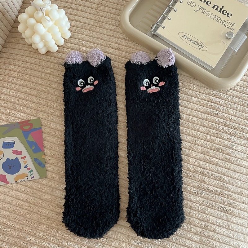 Autumn Coral Fleece Socks Women's Korean-Style Fashion Home Room Socks Warm Sleeping Socks Cute Lint-Free Socks