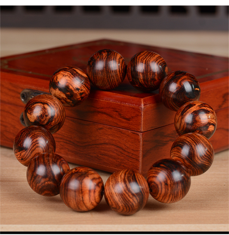 越南黄花梨烟花山水蜘蛛纹老料小叶藤香木佛珠手串民族风男女手链